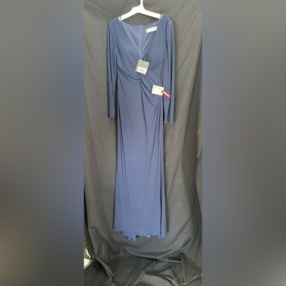 Mac Duggal 26573 NWT Long Sleeve Ruched Jersey V-Neck Gown - Picture 4 of 8